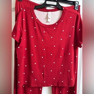 Heart Red Pointelle Short Sleeve Shirt & Pants Pajama SetAuden ModalSoftL..91